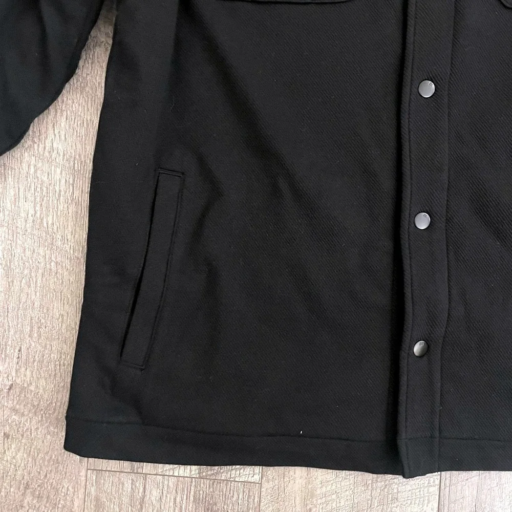 Banana Republic Mens Sherpa Lined Shirt Jacket Black Twill‎ Snap Front Large NWT